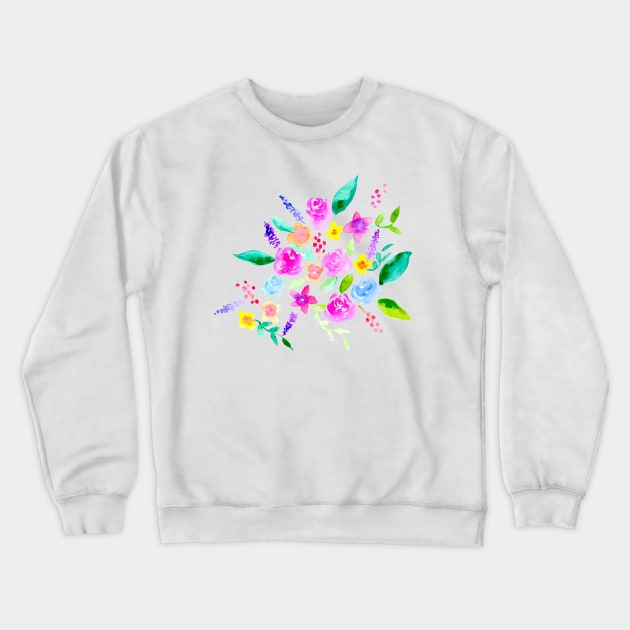 Watercolor Flowers Florals Cute Crewneck Sweatshirt by kristinedesigns